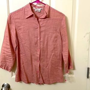Zara woman linen button down blouse new